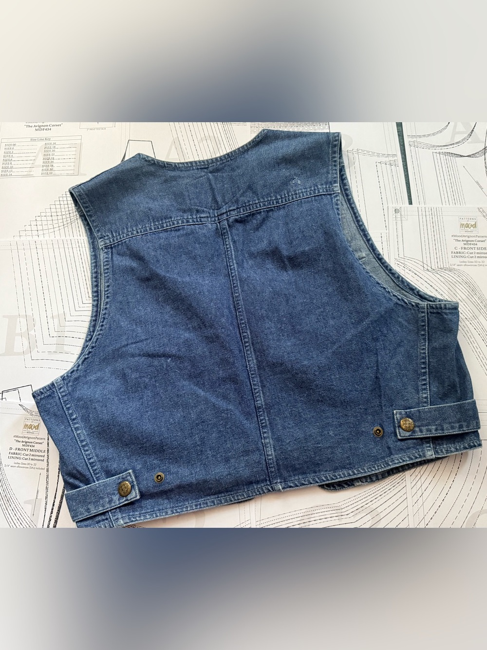 Vintage Woolrich Denim Utility Vest in Medium Blue - Picture 3 of 5